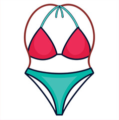 Cartoon bikini swimsuit illustration isolated on white background