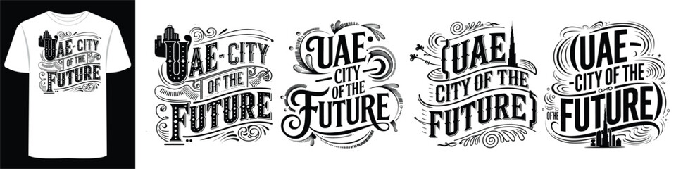 United Arab Emirates Tropical Surf Vibes Shirt with Travel Typography Print
