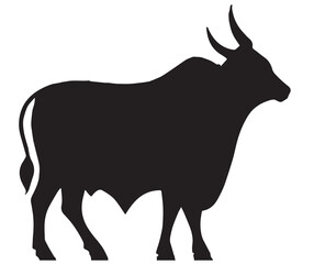Bull Silhouette Vector Isolated On White Background, A fight bull vector