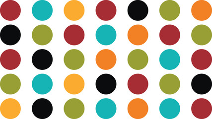 Seamless Colorful Polka Dot Pattern Vector Design – Retro Vintage Circle Texture Illustration with Round Dots in Pink and Multicolor for Fabric, Wallpaper, Backdrop, Paper, and Decorative Art Elements