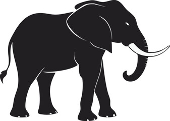 Fototapeta premium Elephant Silhouette: Minimalist Wildlife Art, Majestic Monochrome Ink Design, Safari Symbol, Nature-Inspired Graphic, Unique Artistic Concept for Prints & Decor