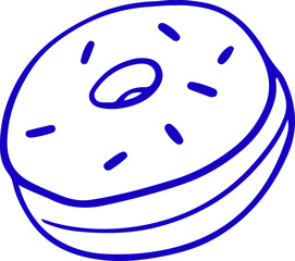 Retro Hand Drawn Donut with Glaze