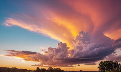 Obraz premium 붉은노을,하늘풍경,멋있는구름