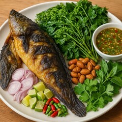 fried fish with vegetables