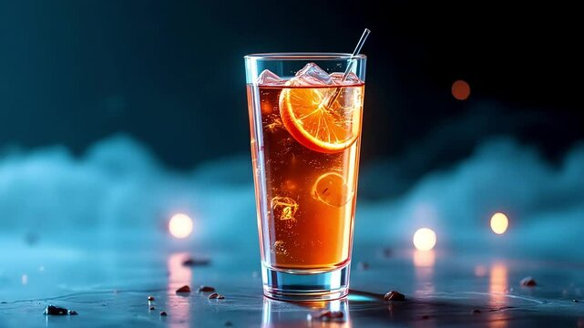 Simple futuristic drink with floating lights