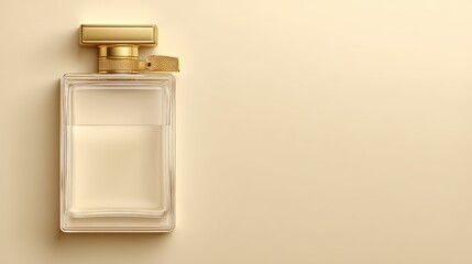 Luxury Perfume Bottle with Gold Accents on Soft Pastel Background