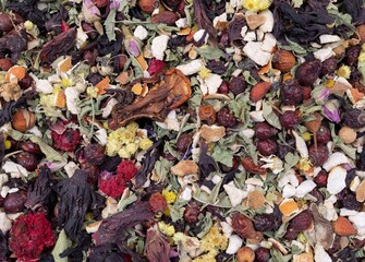 Traditional Natural Turkish Herbal Tea. Natural Floral Herbal Tea Background
