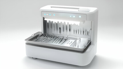 White Medical Sterilization Equipment with Tray of Instruments