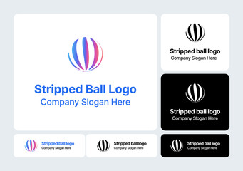 Stripped Ball Logo  Linear Sphere Pattern Design