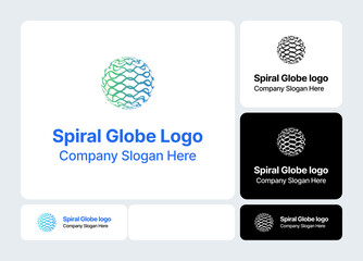 Spiral Globe Logo  Spherical Vortex Design