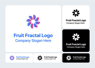 Fruit Fractal Logo  Organic Geometric Pattern Design