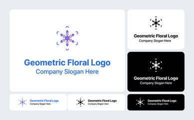 Geometric Floral Logo  Abstract Botanical Pattern Design