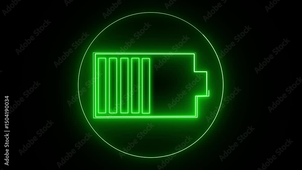 Poster animated battery charging icon loop. digital energy bar animation for user interfaces, mobile apps, 