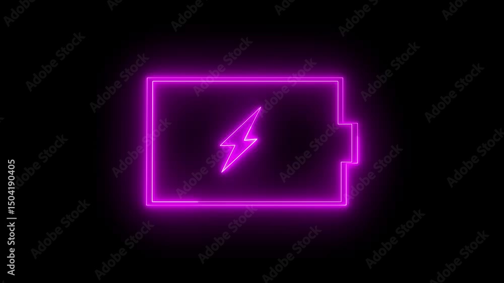 Poster battery charging animation with glowing battery icon. seamless loop for energy visuals, tech interfa