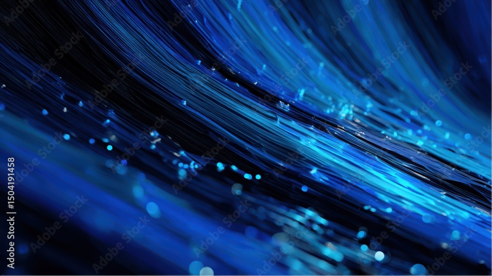 Poster flowing blue light streams create abstract digital network connection background