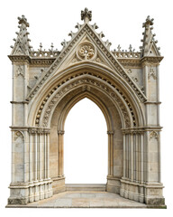 Obraz premium Gothic architectural stone archway, isolated png transparent background