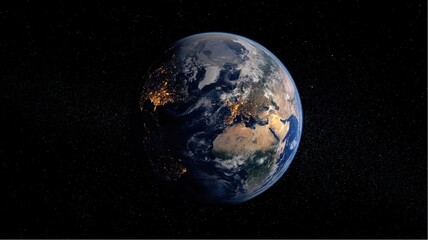 Fototapeta premium Globe featuring North America, Europe, and Africa from outer space view