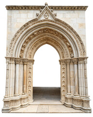 Obraz premium Gothic architectural stone archway, isolated png transparent background