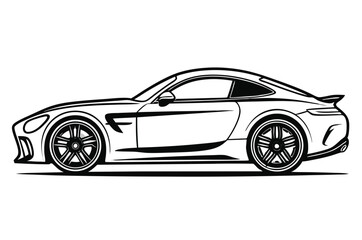 Obraz premium Modern Sports Car Vector – Side Profile Silhouette Illustration