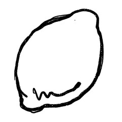 Doodle elements of fruit and vegetable, specifically a Lemon