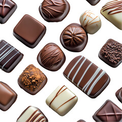 Fototapeta premium Assorted Gourmet Chocolates isolated on transparent background