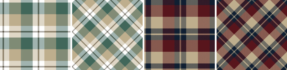 Plaid pattern set seamless tartan check plaid for skirt, tablecloth, blanket, duvet cover, or other modern fashion print.