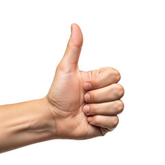 A hand that points the thumb up isolated on transparent background