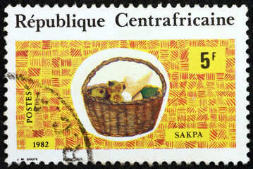 Postage stamp Central African Republic 1982 Sakpa basket