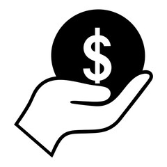Hand holding dollar sign icon vector illustration for finance and investment