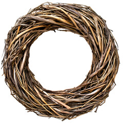Rustic Twig Wreath Natural Brown Branches isolated on transparent background