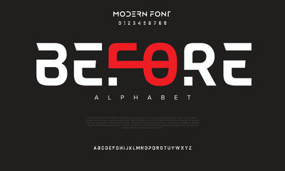 Design Modern abstract digital alphabet font. Minimal technology typography, Creative urban sport fashion futuristic font and with numbers. vector illustration.
