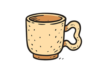 Unique ceramic cup design with a handle in the shape of a heart, suitable for coffee or tea enthusiasts