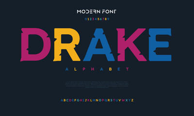 Design Modern abstract digital alphabet font. Minimal technology typography, Creative urban sport fashion futuristic font and with numbers. vector illustration.