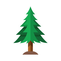 Simple evergreen tree illustration isolated on white background in flat design