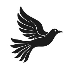 Obraz premium Flying bird silhouette in black and white, concept of freedom