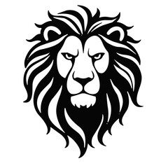Fototapeta premium Lion head monochrome emblem, the concept of strength