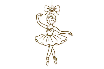 Ballerina with a bow dancing gracefully in a whimsical illustration for children