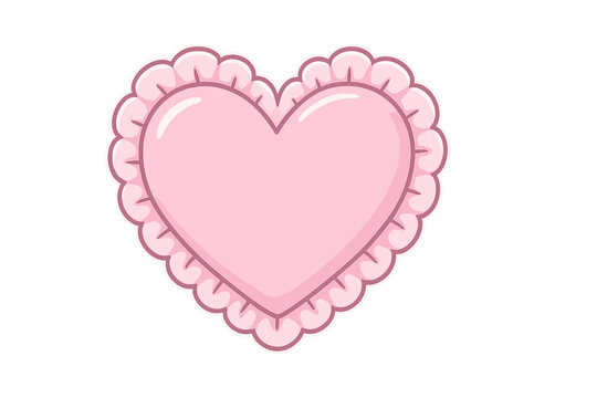 Pink heart-shaped decoration with ruffled edges designed for celebrations and special occasions