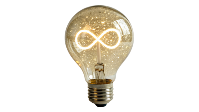 light bulb with infinity sign isolated on white