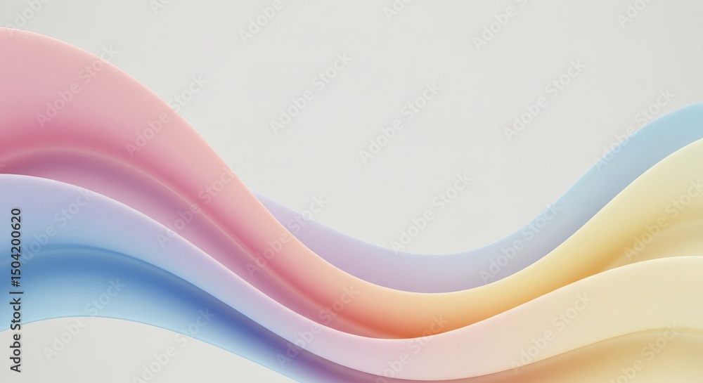 Aufkleber pastel waves: a gentle gradient of color and form on a light background