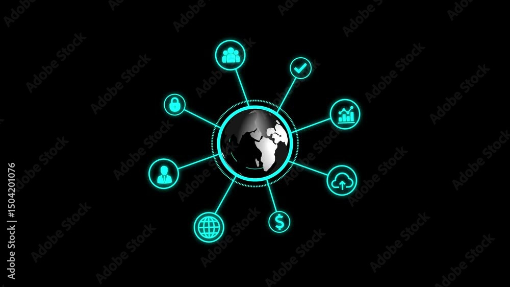 Poster animation of digitization of business processes digital transformation business growth concept with 