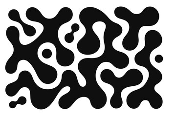 Abstract black and white pattern featuring fluid shapes and organic forms in a modern artistic design