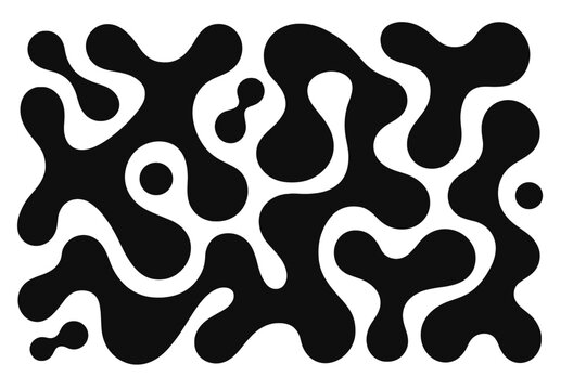 Abstract black and white pattern featuring fluid shapes and organic forms in a modern artistic design