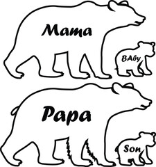 Bear vector bundle. Cute Bear Family Clipart. Happy mother's day design 
