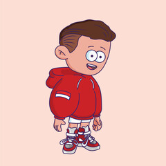 Cartoon-style character illustration with a bored or tired expression.