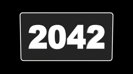 3D Glowing text 2042 on reflection festive background, Christmas Happy new year celebration. Abstract 2042 neon line text animation inside rectangle shape. Number counter animation Counting timer num