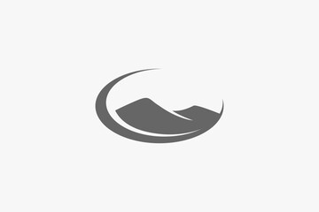 minimalist abstract mountain in circle logo 