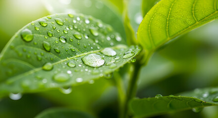 Emerald Tears: Dew-Kissed Leaves Glisten