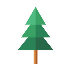 Simple green christmas tree illustration with geometric shapes and minimalist design