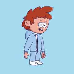 Cartoon-style character illustration with a bored or tired expression.